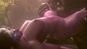 Nagoonimation 暗夜精灵 巨乳精灵被兽人爆操到抽搐内射